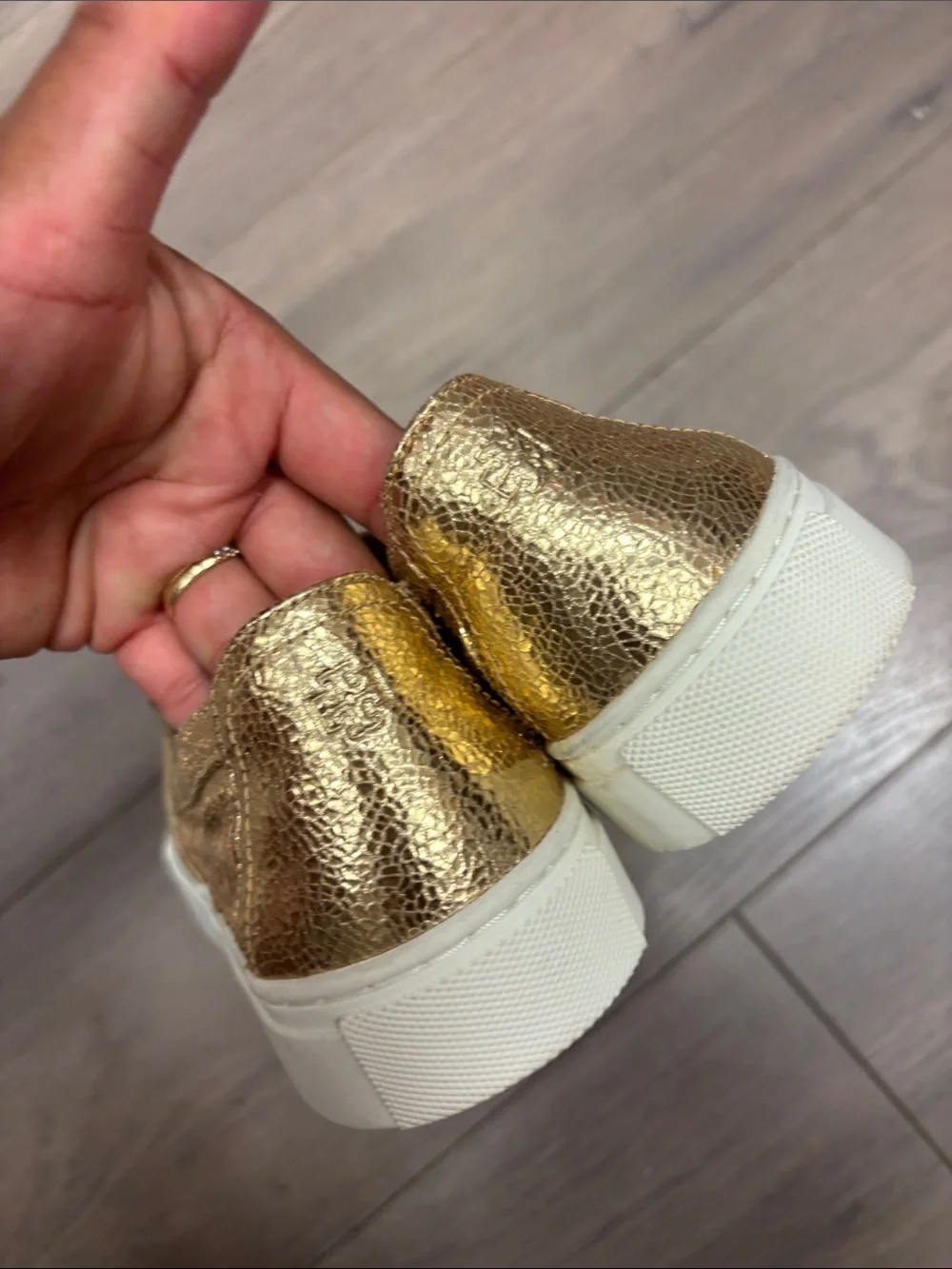 Tory Burch Huarache Gold Woven Slip-On Sneakers